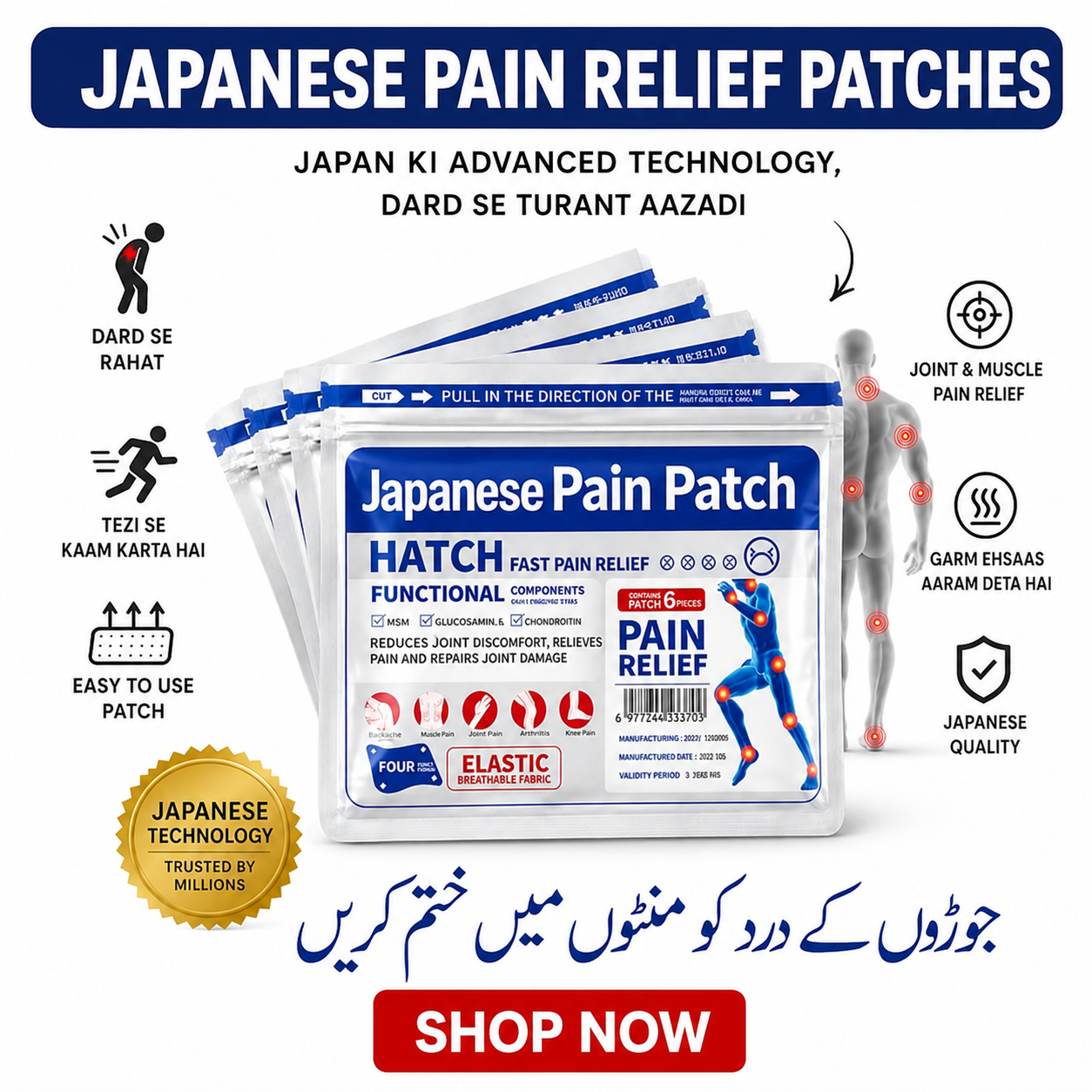 Japanese pain relief patch (herbal product)